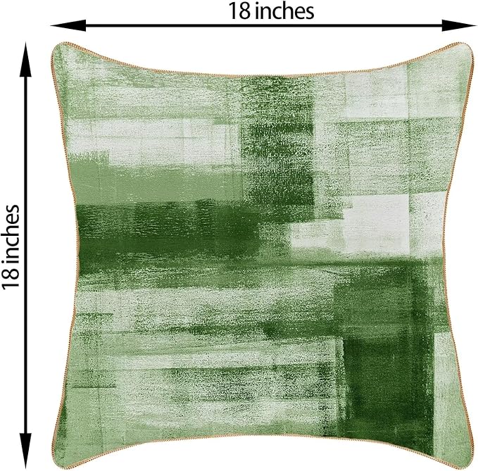 Green White Throw Pillow Covers 18x18 Set of 2, Abstract Art Decorative Throw Pillow Covers Modern Abstract Soft Polyester Pillowcase Outdoor Cushion Cover for Sofa Couch Farmhouse Room Bed