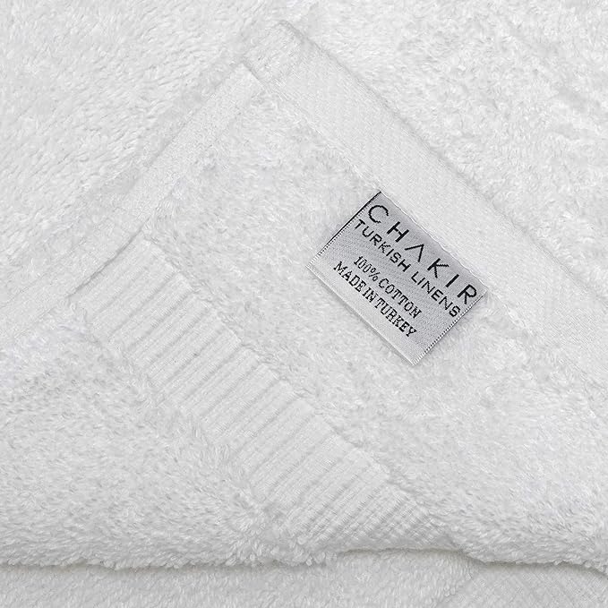 Chakir Turkish Linens 100% Cotton Premium Turkish Towels for Bathroom | 16'' x 30'' (4-Piece Hand Towel, White)