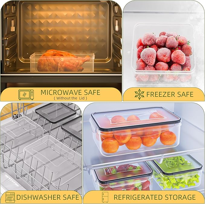 50 PCS Food Storage Containers with Lids Airtight (25 Lids & 25 Containers)- Reusable Plastic Leakproof Meal-Prep Container for Kitchen Storage Organization Microwave/Dishwasher Safe with Labels & Pen