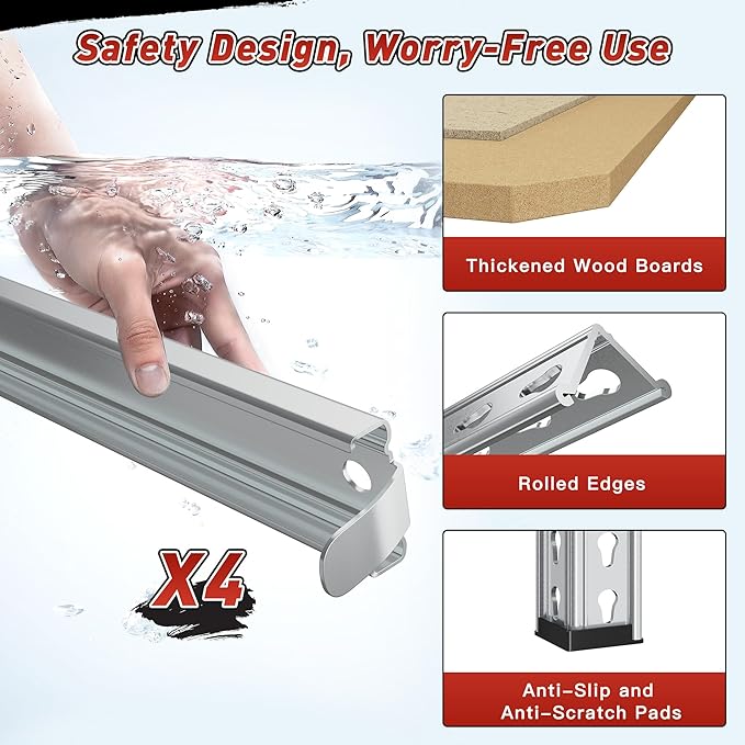 REIBII 40" W Garage Shelving 2000LBS Storage Shelves Adjustable Metal Shelving 4 Tier Pantry Shelves for Closet Basement Kitchen 40" W x 19.7''D x 60''H, Silver