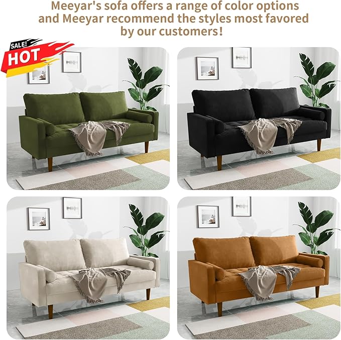 Modern Sofa,58 Inch Velvet Couch for Living Room,Spring Cushions,Easy Assembly Modern Couches with Throw Pillow for Small Spaces (Space Blue)