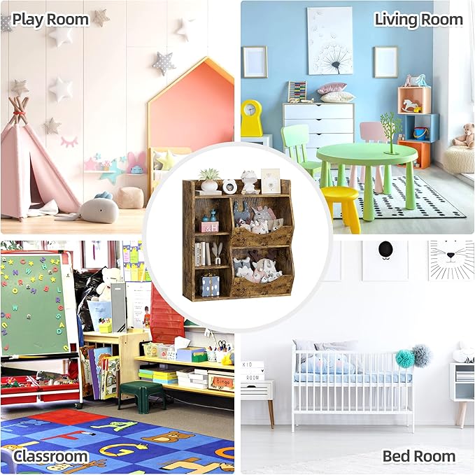 GarveeHome Kids Toy Storage Organizer, Children Bookcase with Storage Cubbies, Toddler Toy Shelf for Playroom, Living Room, Nursery