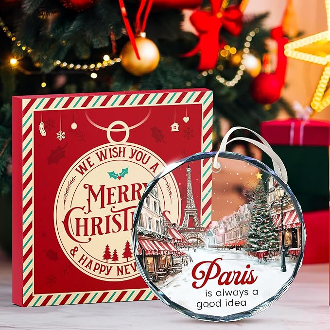 Paris Ornament - Exquisite Paris Christmas Ornament for Paris-Lovers, 2025 Edition Christmas Ornaments, Ideal Paris-City Themed Gifts, Memorable Gifts for The Holiday Season.