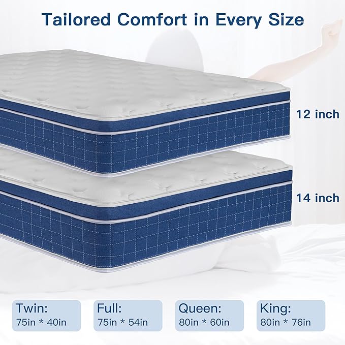 Twin Size Mattress 10 Inch, Twin Mattress in a Box, Hybrid Memory Foam Medium Firm Feel Individual Pocket Springs Matress, Breathable Fabric, Strong Edge Support, Fiberglass Free