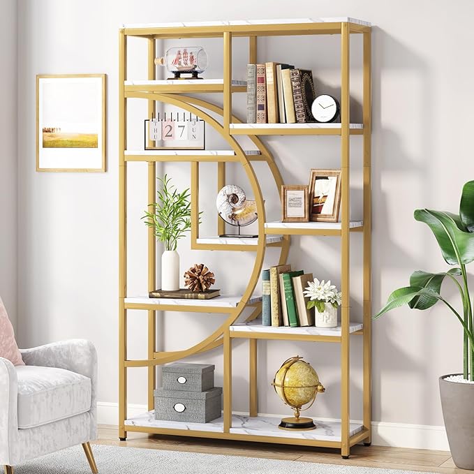 Tribesigns Bookshelf Industrial 5 Tier Etagere Bookcase, Freestanding Tall Bookshelves Display Shelf Storage Organizer with 9-Open Storage Shelf for Living Room, Bedroom
