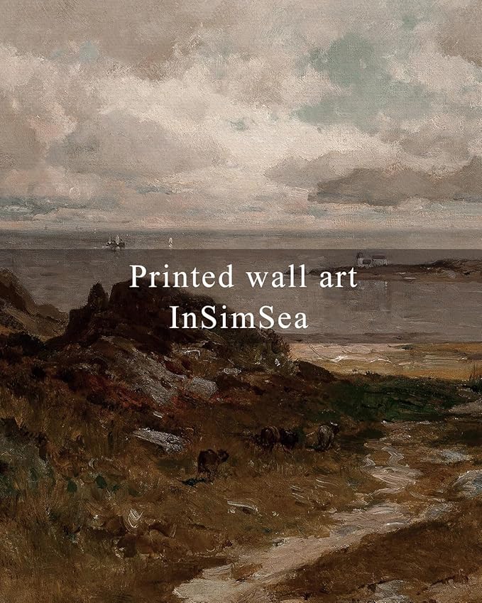 InSimSea Framed Canvas Wall Art Vintage Decor, Seaside Path Wilderness Landscape Paintings Artwork, Large Prints, Retro Wall Decorations for Living Room Bedroom Bathroom, 16"x24"