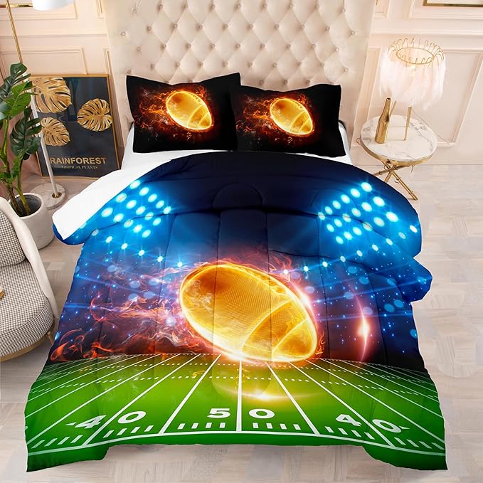 Tailor Shop Football Boys Comforter Sets Twin Size,Football Bedding Sets for Boys Kids Teens with 1 Pillowcase……