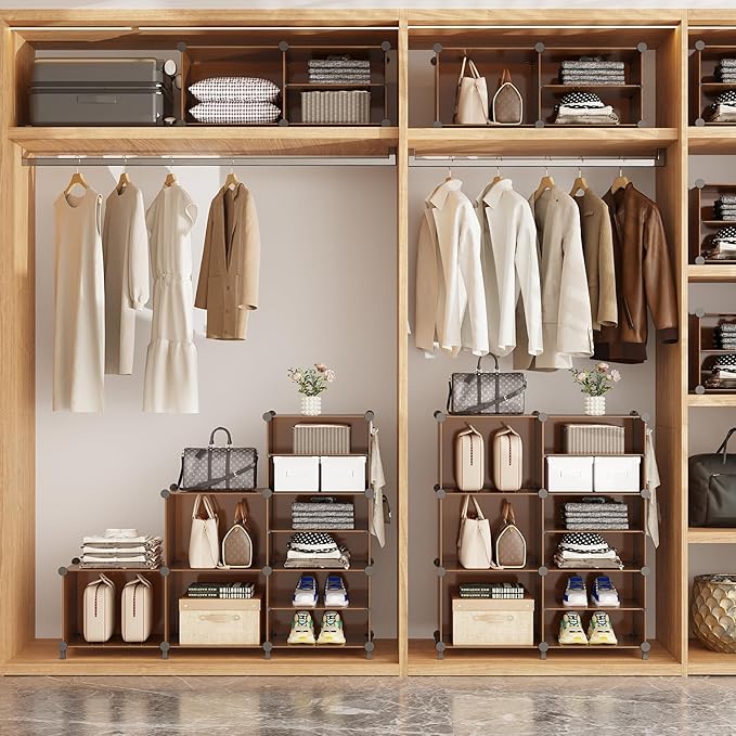 AWTATOS Closet Organizer 6 Cube Storage Shelves Portable Closet Clothes Organizers and Storage Stackable Cubby Shelving for Closet Bedroom Living Room Office Cocoa Brown