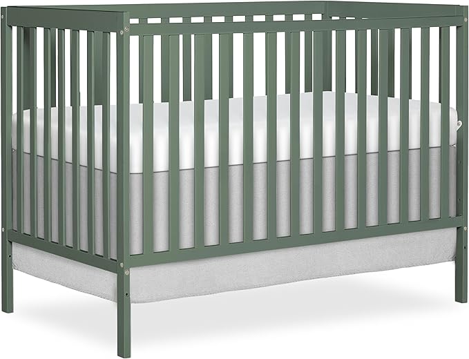 Dream On Me Synergy 5-in-1 Convertible Full-Size Baby Crib with Toddler, Day & Full Bed Conversion in Meadow Green, GreenGuard Gold & JPMA, 3 Mattress Heights, Sustainable Pinewood