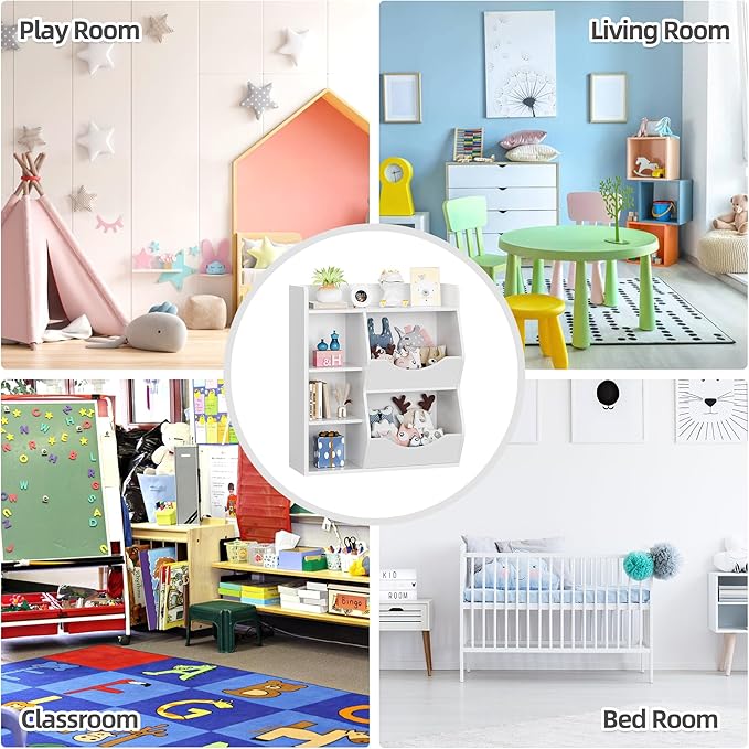 GarveeHome Kids Toy Storage Organizer, Children Bookcase with Storage Cubbies, Toddler Toy Shelf for Playroom, Living Room, Nursery