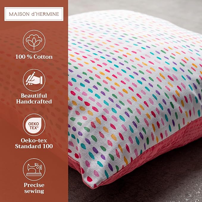 Maison d' Hermine Decorative Pillow Covers 20x20 Inch Square 100% Cotton Throw pillow Covers with invisible Zipper Cushion Case for Living Room Couch, Chair, Sofas, Bedroom, Home (Hesperides - Grphic)