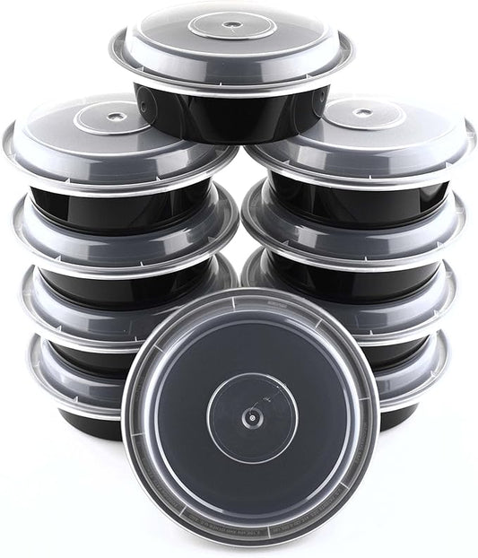 Green Direct Meal Prep containers 16 Oz. Round Microwavable Food Container with Lid /Portion Control Pack of 10