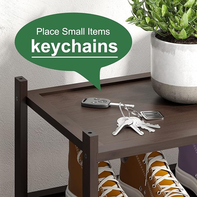 Bamboo Shoe Rack for Entryway, 2-Tier Stackable | Foldable | Natural, Shoe Organizer for Hallway Closet, Free Standing Shoe Racks for Indoor Outdoor