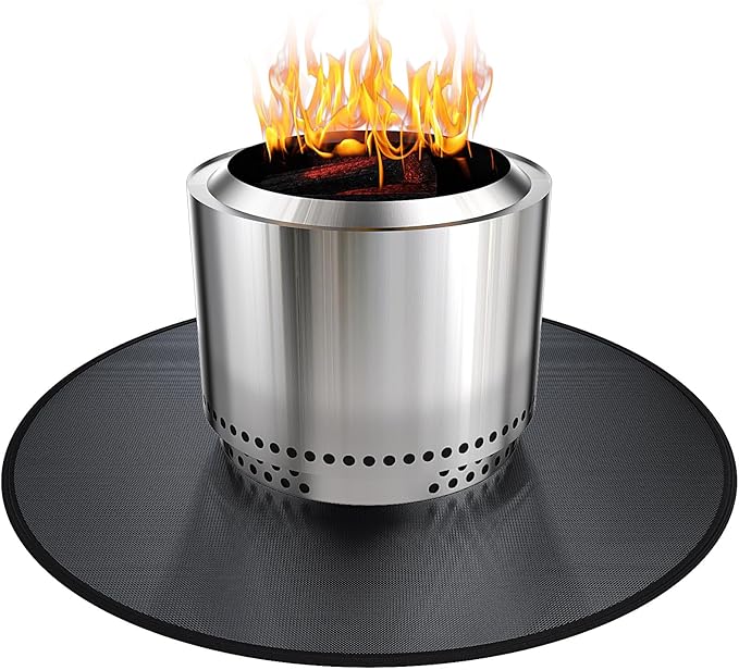 38" Fireproof Fire Pit Mat for Solo Stove Bonfire, Round Grill Mats for Outdoor Grill Deck Protector, Waterproof Pad for Solo Stove Accessories, BBQ Mat for Patio