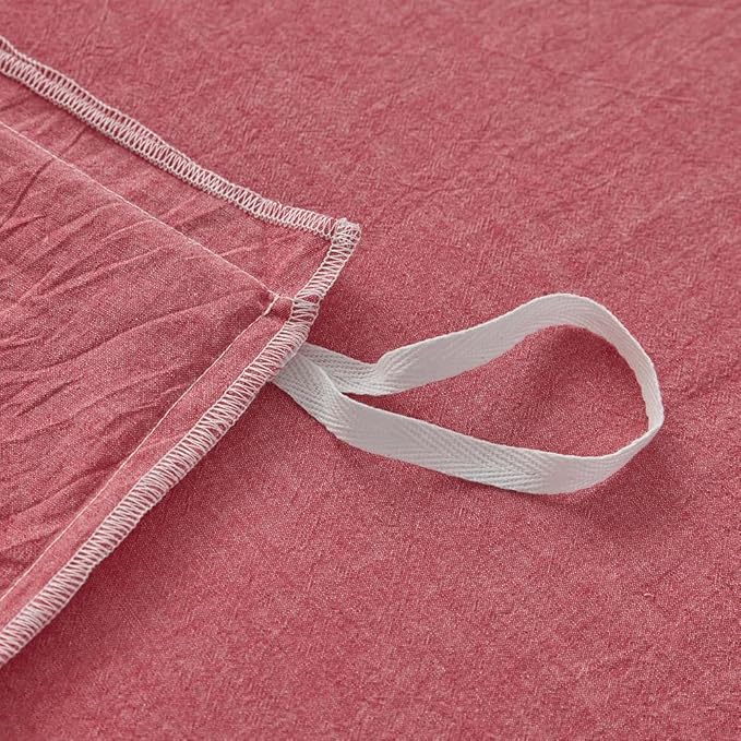 FACE TWO FACE Bedding Duvet Cover Set100% Washed Cotton Duvet Cover Linen Like Textured Breathable Durable Soft Comfy (King, Red)