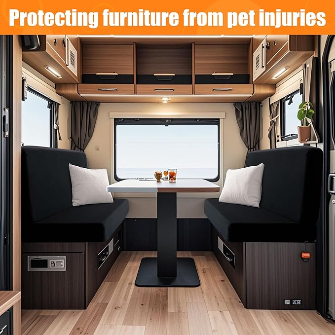 Rv Dinette Cushion Covers,Printing Stretchable Camper Cushion Cover,RV Cushion Slipcover,Rv Couch Cover Replacement for RV Camper Car Bench,2 Backrest Covers and 2 Bench Covers (Black)