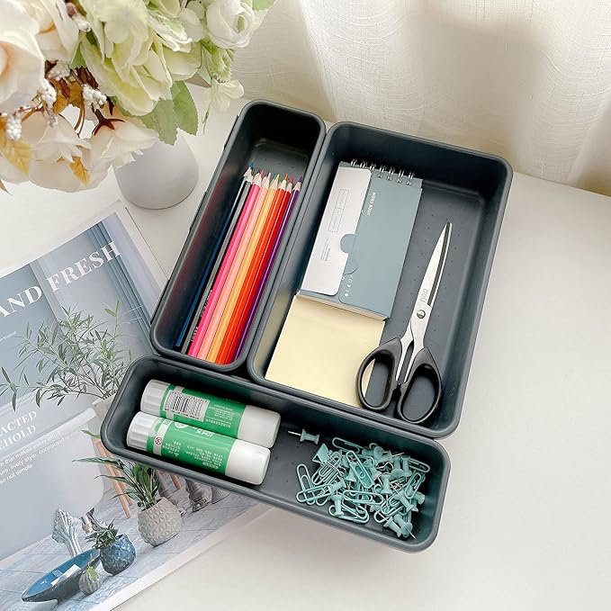 Office Drawer Organizers Bins Junk Drawer Organizers Tray Storage Dividers for Office Desk Dress Makeup (13pcs 2Size)