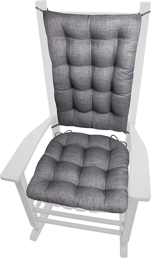 Rave Graphite Grey Porch Rocker Cushions - Small - Indoor - Outdoor: Fade Resistant, Weatherproof - Latex Foam Filled Rocking Chair Seat Cushion & Backrest Pad Set - Solid Color