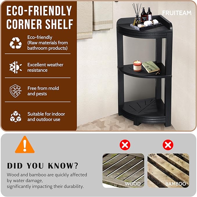 Corner Shower Shelves, Shower Shelf for Inside Shower, Sturdy Shower Organizer Corner, 3-Tier Waterproof Bathroom Storage Shelf for Organizing Toiletries, Space Saving Bathroom Storage