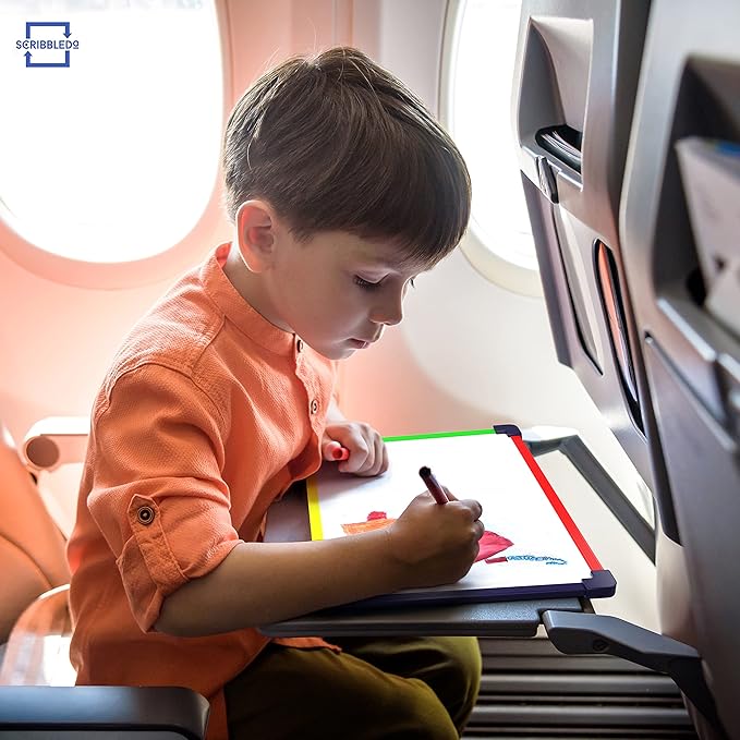 Travel Size Art Coloring White Board for Kids 9”x12” Car Airplane Travel Essentials Kids Travel Accessories Travel Games for Kids Travel Toys for toddlers 1-3 Plane Travel Games for Kids Ages 4-8 & Up