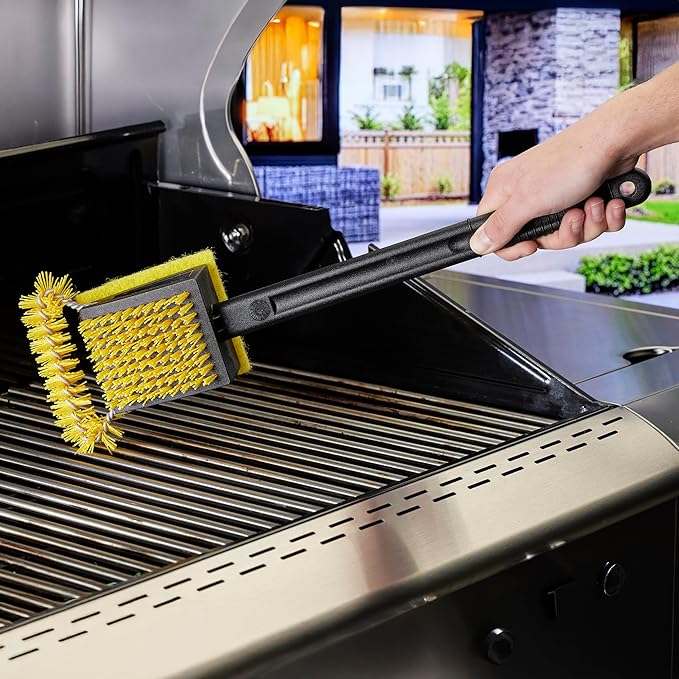 Mr. Bar-B-Q XL Triple Action Grill Brush Powered by Scrub Daddy