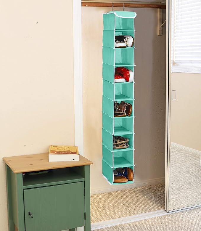 Simple Houseware 10 Shelves Hanging Shoes Organizer Holder for Closet, Turquoise