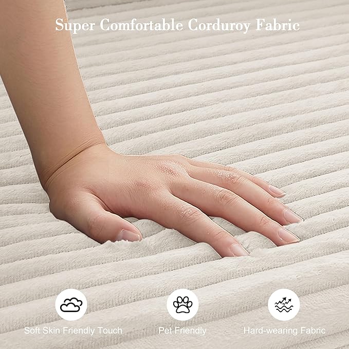 Sectional Boneless Couch Convertible Sofa Bed, 78'' Modular Sectional Sleeper Sofa with Removable Armrests & 3 Pillows, Small Floor Couch No Assembly Needed for Living Room, Office, Bedroom, Beige