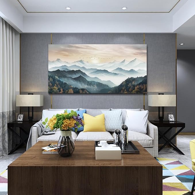 Lapremoly Large Wall Art For Living Room Canvas Wall Decor For Office Bedroom Wall Decoration Fog Forest Wall Painting Mountain Landscape Wall Prints Pictures Artwork Modern Home Decor 30 X 60 in