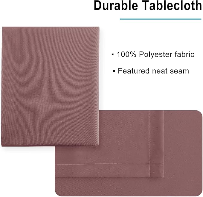 Hiasan Dusty Rose Tablecloth for Rectangle Tables - Waterproof Washable Polyester Fabric Table Cloth for Buffect Dining Birthday Party Wedding, 54 x 120 Inch