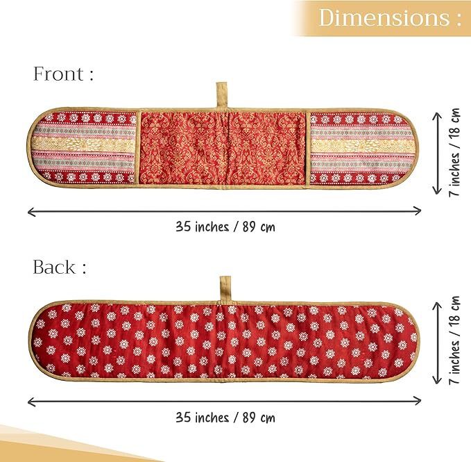 Maison d' Hermine Double Oven Mitt (7" x 35") 100% Cotton Heat Resistant BBQ Cooking Gloves with Loop for Thanksgiving Christmas Decorations Baking Cooking Barbeque Handling Hot Pan (Sofia)