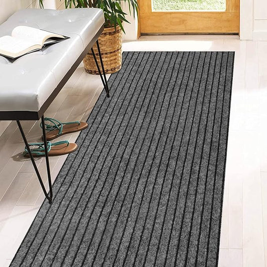 2' x 24' Runner Rugs with Rubber Backing, Indoor Outdoor Utility Carpet Runner Rugs, Stripe Gray, Can Be Used as Aisle for The RV and Boat, Laundry Room and Balcony