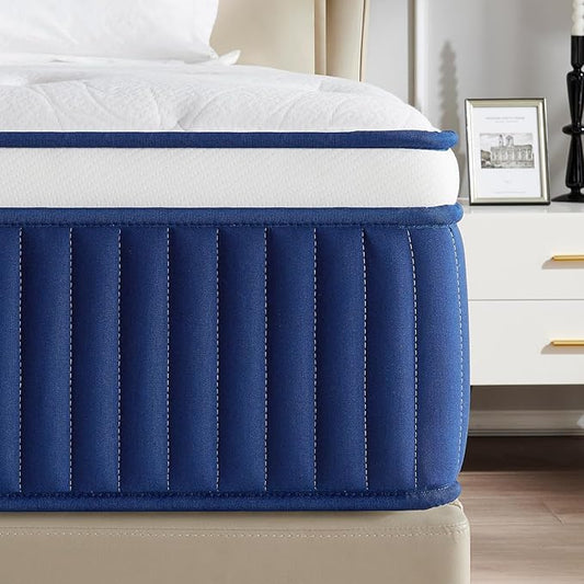 10 inch Queen Size Mattress in a Box,Hybrid Mattress,Gel Memory Foam Individually Wrapped Pocket Coils Innerspring Pressure Relief,Soft,CertiPUR-US Certified,Fiberglass-Free,