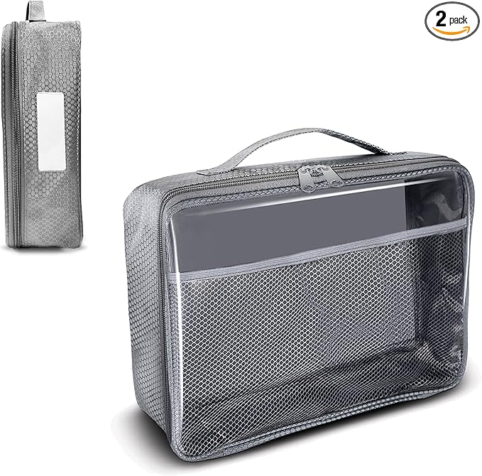 Toy Storage Bag, On the Go Toy Storage Organizer, Car Toy Organization, Blocks Travel Bag, Activity Bags for kids, Traveling Carrying Case, Storage Organizer (Large 2 pc Grey Bags)