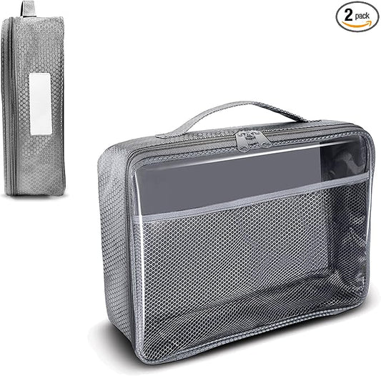 Toy Storage Bag, On the Go Toy Storage Organizer, Car Toy Organization, Blocks Travel Bag, Activity Bags for kids, Traveling Carrying Case, Storage Organizer (Large 2 pc Grey Bags)