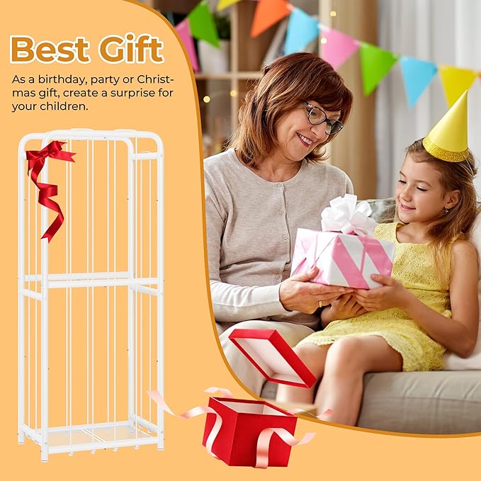 GRANNY SAYS Stuffed Animal Storage Tube, Large Stuffed Animal Holder with Elastic Band and Hooks, Metal Stuff Animal Organizer for Plushies Storage, Kids Toy Storage Organizer for Bedroom Playroom