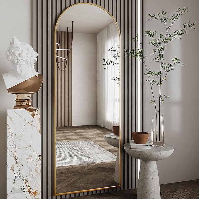 nanoglass Arch Mirror Full Length,Gold Mirror Full Length 71"x26",Standing Mirrors Full Body Mirrors for Bedroom,Large Mirror(Gold)