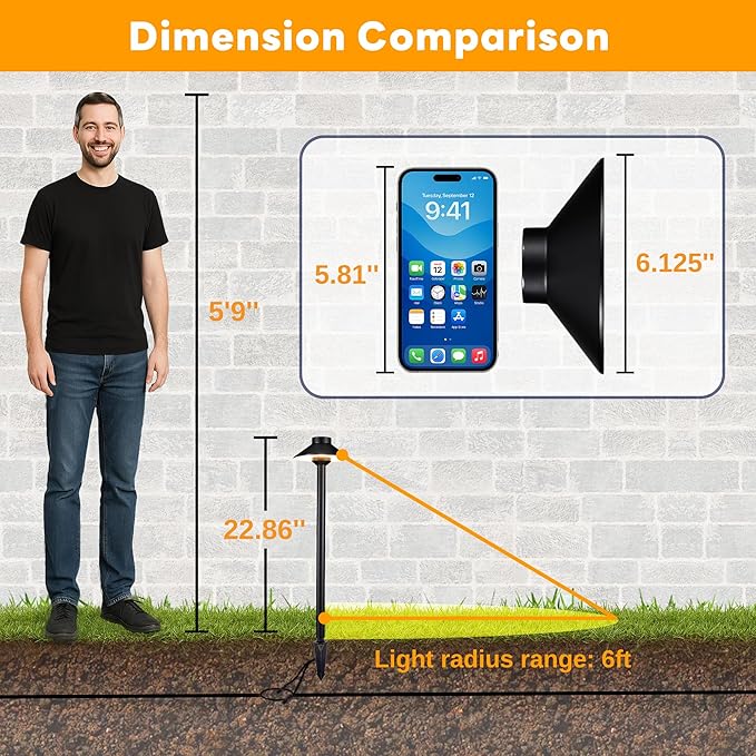 Outdoor Brass Pathway Lights, 2700K/3000K/4000K Adjustable Low Voltage Landscape Path Lighting Wired, 12v Walkway Light LED Waterproof, Black for Outside Garden Yard with G4 Bulb (4 Pack)