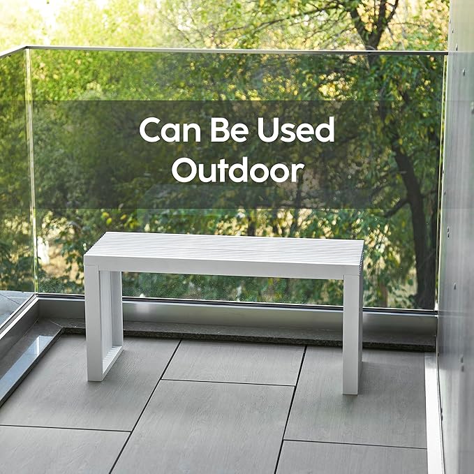 SWEVEN Bamboo Natural 36 inch Wooden Bench, Small Wood Benches for Entryway, Living & Dining Room, Kitchen, Bedroom, Bathroom, Hallway, Front Door Indoor & Outdoor Patio Use, Mid Century Modern Decor