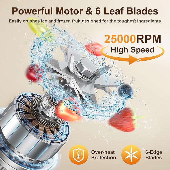 Blenders for Kitchen, Blenders for Smoothies, Blender and Grinder Combo1000W Powerful 25000RPM Professional Blender BPA Free 68oz Countertop Blenders for Baby Food,Ice, Juice, Shakes-Blue