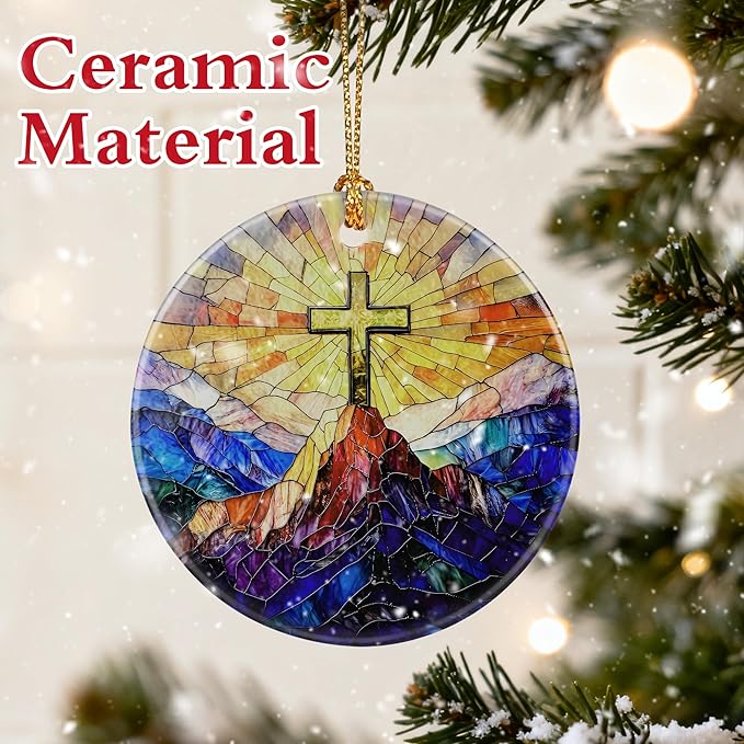 Christian Cross Ornament, Christmas Ornaments, Christmas Decorations | Christian Holiday Decor, Jesus Home Decor, Easter Faith Cross Gifts, Religious Gifts, Gift Exchange & Gift Idea, Giftbox Included
