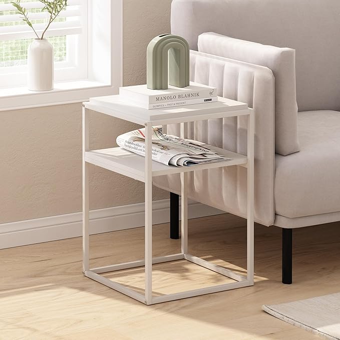 Furinno Moretti Modern Lifestyle Stackable Shelf, 2-Tier, Solid White/White