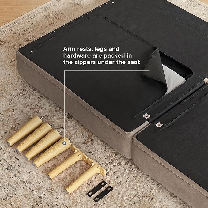 mopio 76.8" Futon Sofa Bed, Small Couch, Sleeper, Loveseat, Mid Century Modern Futon Couch, Sofa Cama, Couches for Living Room (Mocha Brown Premium Velvet)