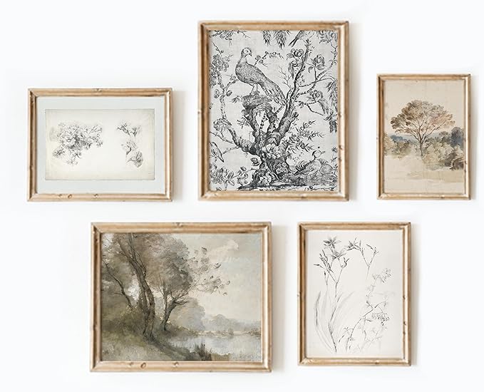 Vintage Wall Art - Classic Landscape Prints for Home Decor - 5 Pcs (Unframed)