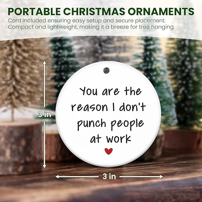 GEEMBI Christmas Ornaments Gifts for Coworkers - Ceramic Christmas Ornaments 2025 for Tree Decorations - Coworker Gifts for Friends Women Men - Funny Office Gift for Coworkers, Xmas Decorations