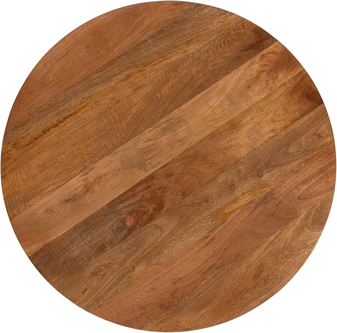 Kate and Laurel Kershaw Mid-Century Modern Round Coffee Table, 30 x 30 x 19, Walnut Brown, Transitional Circle Living Room Table with Solid Mango Wood Construction and Tapered Hairpin Legs
