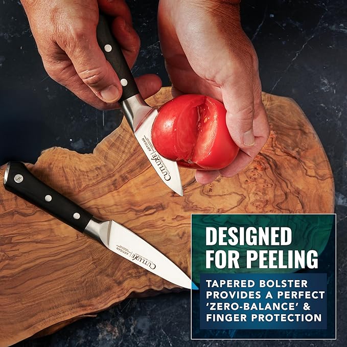 Cutluxe Paring Knife Set – 4" Fruit and 3" Peeling Knives – Small Knife with Razor Sharp Blade – High Carbon German Steel, Full Tang & Ergonomic Handle Design – Artisan Series