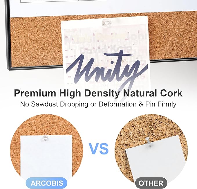 ARCOBIS Dry Erase Calendar with Cork Board for Wall, 24"x 18" Magnetic Calendar Whiteboard with Black Frame, Monthly Combination Board for School, Home, Office