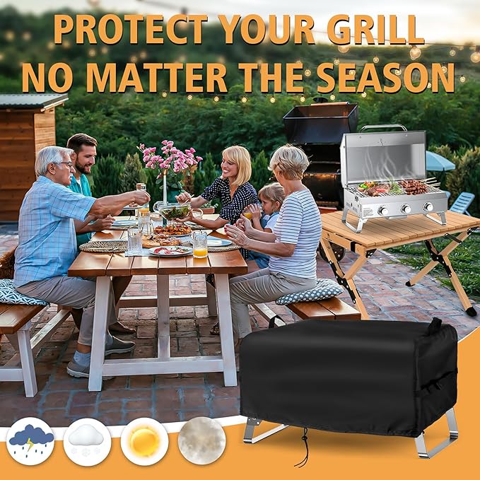 Kingling Grill Cover Fits for NXR 3 Burner Portable Gas Grill, 25 inch Waterproof Outdoor Grill Cover Barbecue Cover (Cover Only) - 25" L x 18" W x 15" H