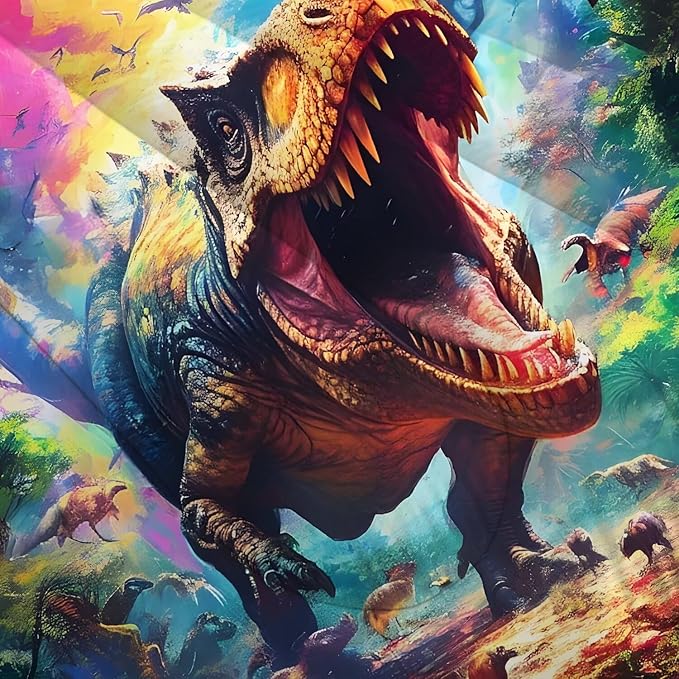 Kids Dinosaur Comforter Set Full Size for Boys Tie Dye Dino Quilt Set Soft Microfiber Dino Bed Set for All Season Use Dinosaur Bedding Set with 1 Comforter + 2 Pillowcases