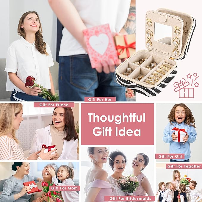 Zebra Print Small Jewelry Box, Animal Print Travel Jewelry Case for Women Girl, Trinket Box Organizer, Trendy Birthday Gradution Gift